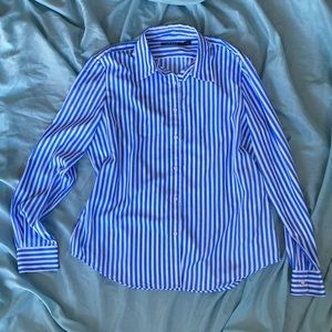 Blue & white stripe button down